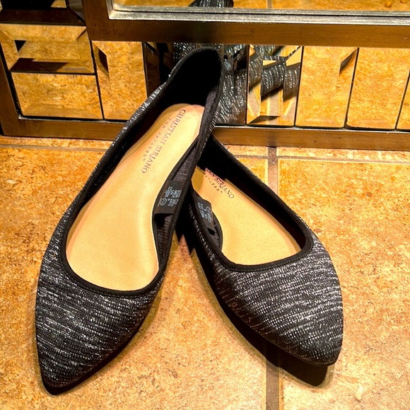 Christian Siriano Shoes - NWOT Black & Silver Flats